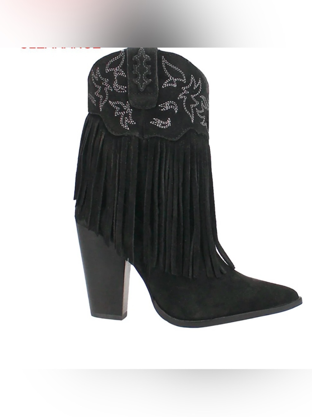 Dingo Crazy Train Fringe Embroidered Pointed Toe Zippered Cowboy Booties size6.5